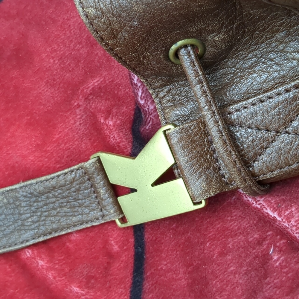 Donna Karen brown leather drawstring purse - Picture 6 of 11